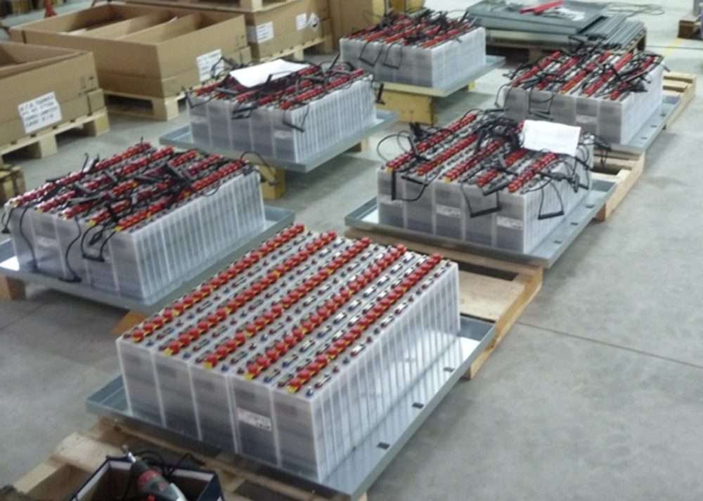 Stationary battery banks being assembled in the Meyzieu workshop